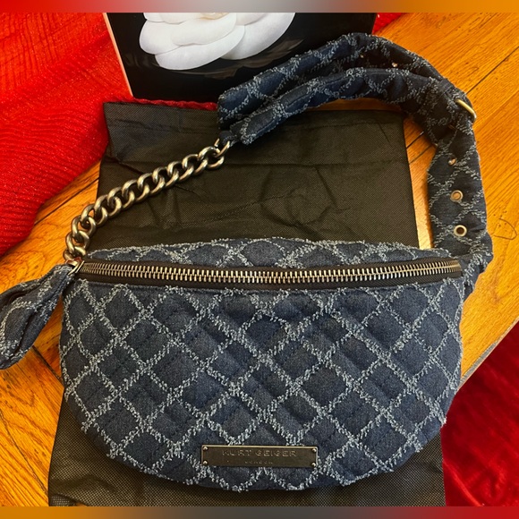 Kurt Geiger Handbags - NWT Kurt Geiger London Brixton Denim quilted Belt Bag